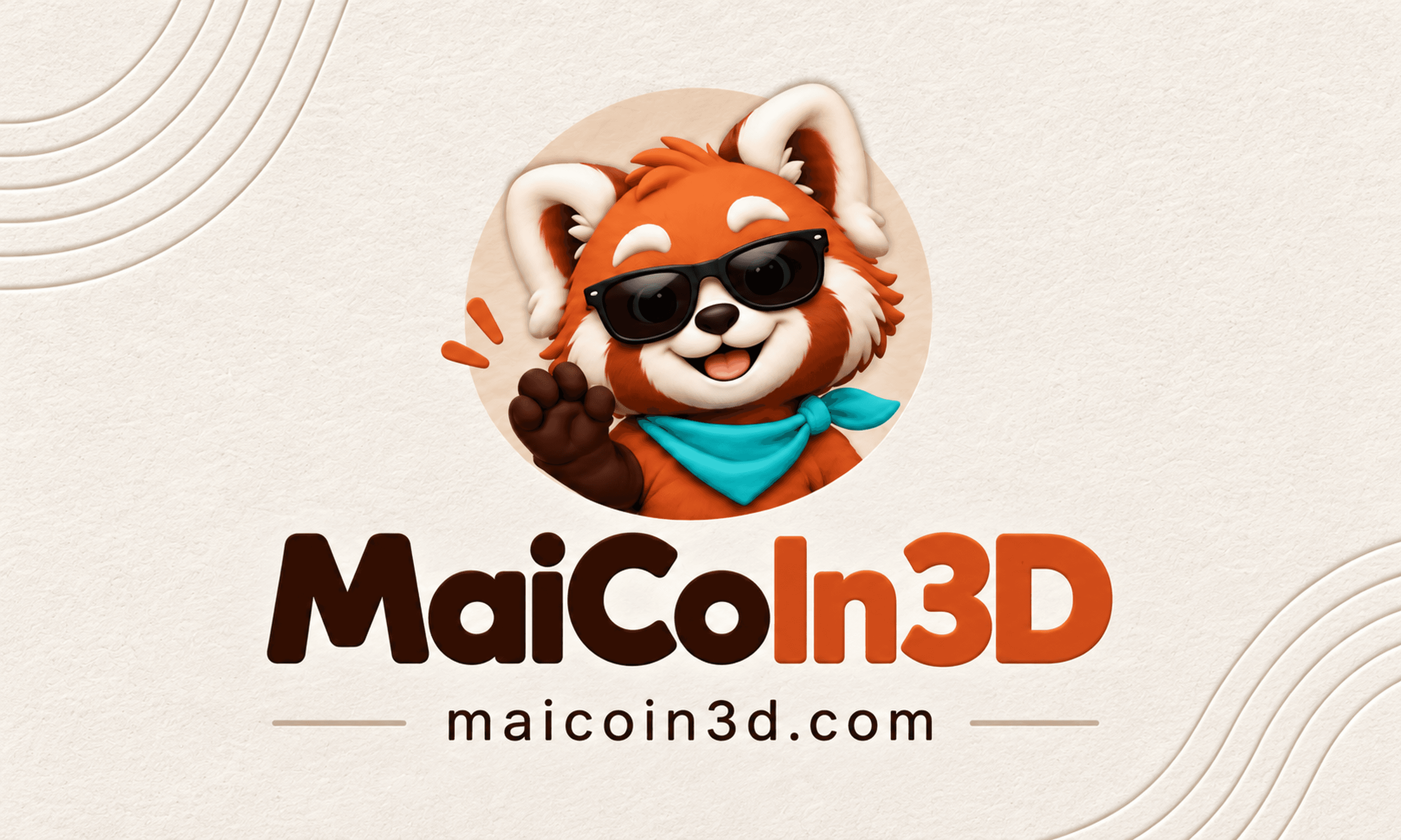 Avatar MaiCoIn3D: gấu trúc đỏ đeo kính và khăn xanh từ card visit